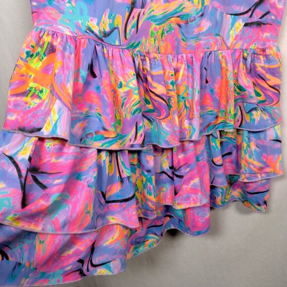 Lisa Blue Call Of The Whale Dress AUS UK 14 US 10 Beach Ruffle Psychedelic Swirl - Picture 8 of 16